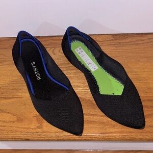 Rothy's Black Flats with Blue Accent